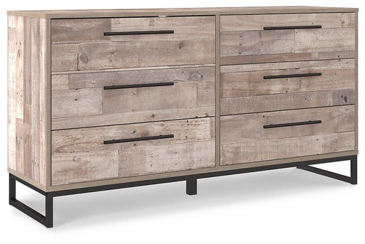 Neilsville dresser by Ashley Furniture with multiple drawers and a dark wood finish, designed for bedroom storage.