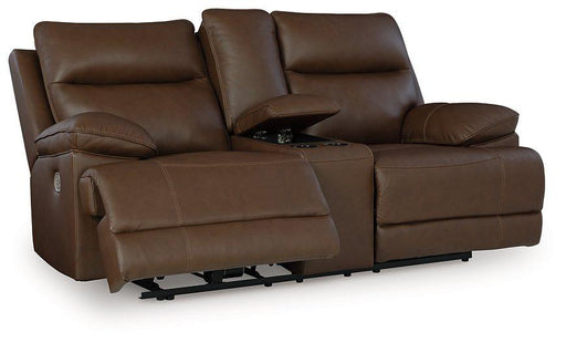 Ashley Furniture VonRyan power reclining loveseat with plush cushions and a sleek design, perfect for comfortable living room seating.