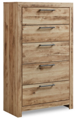 Ashley Furniture Hyanna chest of drawers, wooden storage chest with multiple drawers, shown from an angled view.