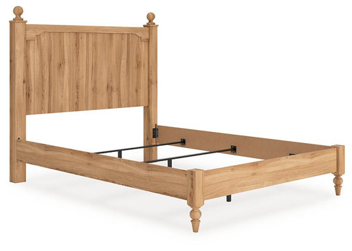 Ashley Furniture Aleaport Bed with a modern design, shown from an angled view featuring a sleek headboard and sturdy frame.