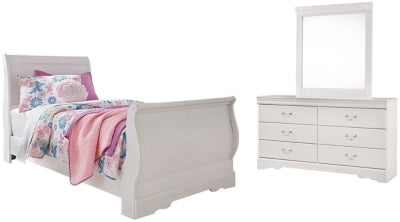 Ashley Furniture Anarasia bedroom set featuring a bed, nightstands, and dresser in a modern, elegant design.
