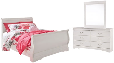 Ashley Furniture Anarasia bedroom set with a bed frame, nightstands, and matching dresser in a modern bedroom display.