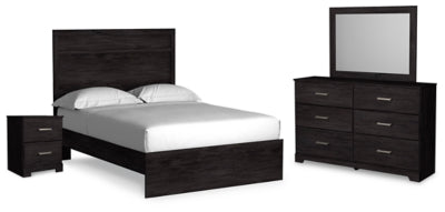 Ashley Furniture Belachime bedroom set featuring a bed frame, nightstands, and dresser in a modern design.
