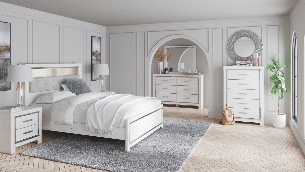 Ashley Furniture Altyra bedroom set with a bed, matching nightstands, and dresser in a modern, elegant design.