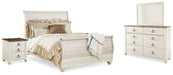 Ashley Furniture Willowton bedroom set featuring a bed frame and matching furniture in a modern, elegant design.