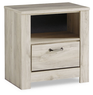 Ashley Furniture Bellaby Nightstand with two drawers and dark wood finish, featuring sleek modern design.
