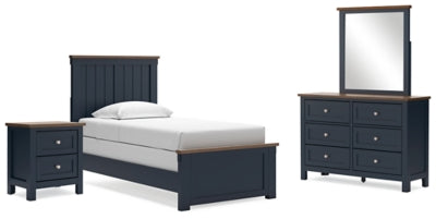 Ashley Furniture Landocken Bedroom Set featuring a bed, nightstands, and dresser in a modern bedroom design.