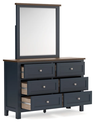 Ashley Furniture Landocken Bedroom Set featuring a bed, nightstands, and dresser in a modern bedroom design.