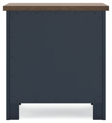 Ashley Furniture Landocken bedroom set with bed frame, nightstands, and dresser in a modern bedroom setup.