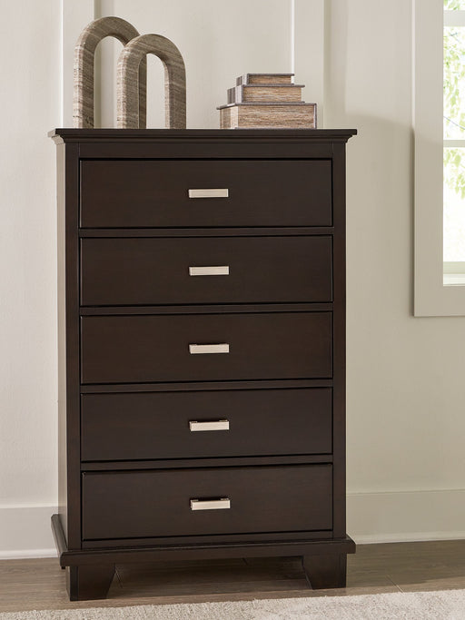 Ashley Furniture Covetown Chest of Drawers, wooden storage chest with multiple drawers, in a natural finish.