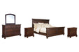 Ashley Furniture Porter bedroom set displaying a modern bed frame with matching nightstands and dresser in a contemporary bedroom setting.