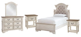 Ashley Furniture Realyn bedroom set featuring a bed with a plush headboard, matching nightstands, and coordinated bedroom decor.