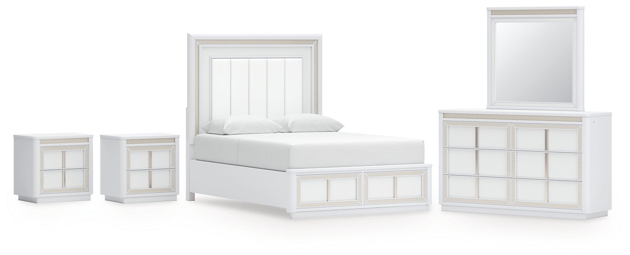 Ashley Furniture Chalanna bedroom set with a modern bed frame, matching nightstands, and coordinated bedroom furniture in a stylish design.