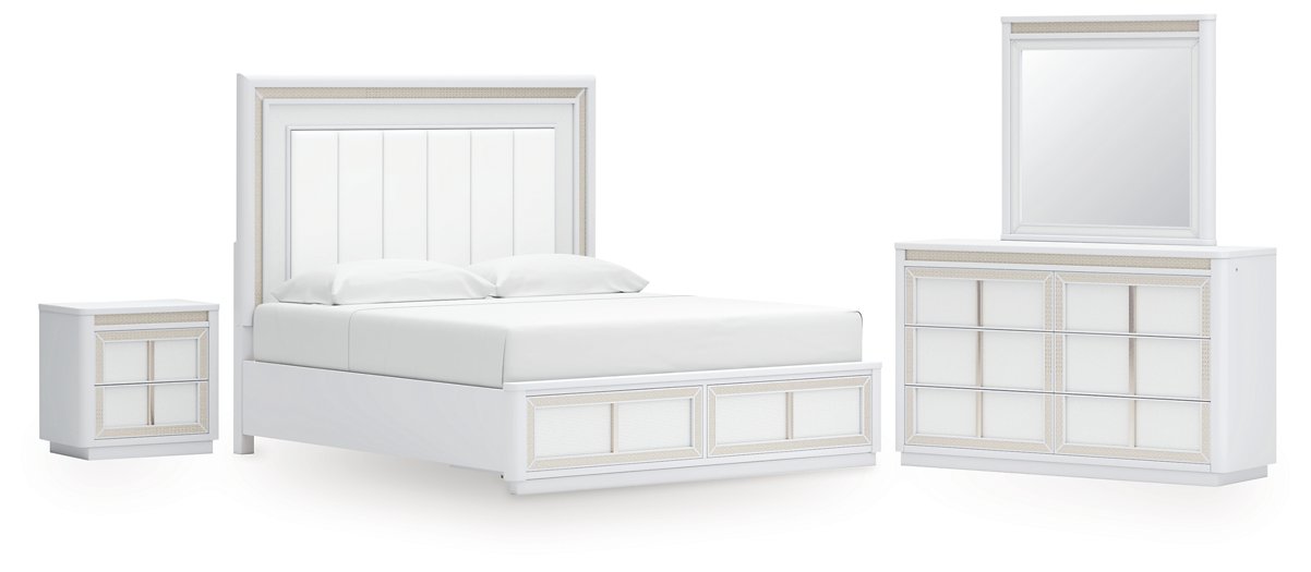 Ashley Furniture Chalanna bedroom set with matching bed frame and nightstands, showcasing a modern bedroom furniture design.