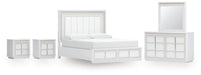 Ashley Furniture Chalanna bedroom set featuring a bed, nightstands, and dresser in a modern wood finish.
