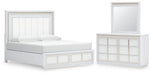 Ashley Furniture Chalanna bedroom set with a modern bed frame, matching nightstands, and a coordinated dresser in a stylish bedroom.