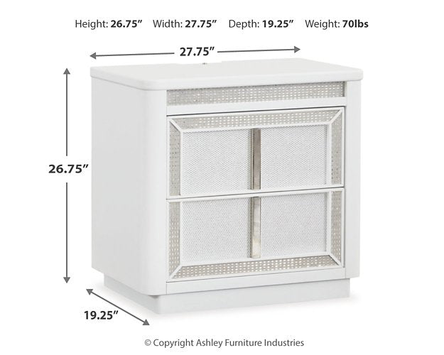 Ashley Furniture Chalanna bedroom set with a modern bed frame, matching nightstands, and a coordinated dresser in a stylish bedroom.
