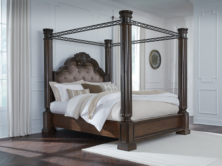 Maylee Bed by Ashley Furniture, showcasing a stylish upholstered bed with a modern design and neutral fabric finish.