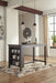 Set of Ashley Furniture Caitbrook counter height barstools with wooden seats and metal frames, shown in a modern dining room setting.