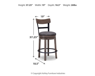 Ashley Furniture Caitbrook counter height bar stool with wooden legs and upholstered seat, ideal for kitchen or bar area.