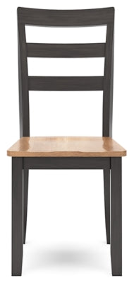 Ashley Furniture Gesthaven dining room set with a wooden table and matching chairs, shown from a head-on perspective.