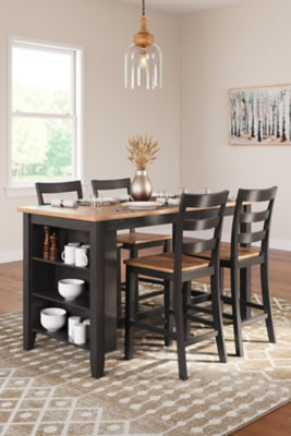 Ashley Furniture Gesthaven dining room set with a wooden table and six upholstered chairs, elegant and modern in design.