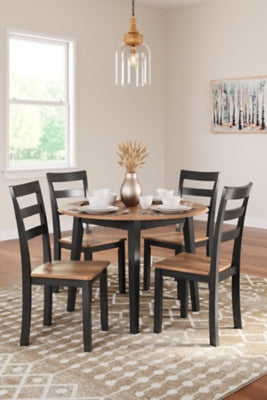 Ashley Furniture Gesthaven dining room set with a wooden table and matching chairs in a stylish, classic design.