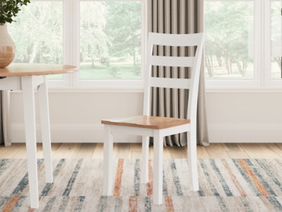 Ashley Furniture Gesthaven dining room set with a wooden table and six matching chairs, elegant and traditional in style.