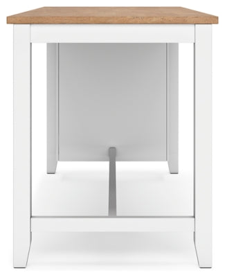 Ashley Furniture Gesthaven dining set with a rectangular table and six chairs, featuring classic wooden design and warm finish.