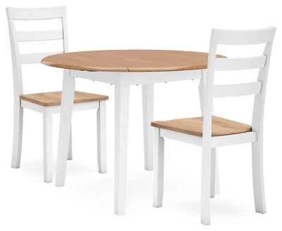Ashley Furniture Gesthaven dining room set with a wooden table and matching chairs, ideal for elegant dining spaces.