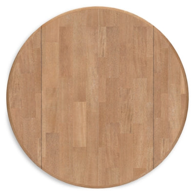 Ashley Furniture Gesthaven dining room set with a wooden table and matching chairs, shown in a polished, elegant dining space.