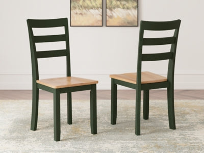 Ashley Furniture Gesthaven dining room set with a wooden table and matching chairs, stylish and suitable for modern dining rooms.