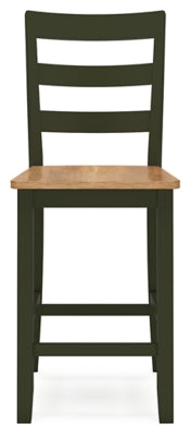 Ashley Furniture Gesthaven dining room set with a wooden table and matching chairs, showcased from a head-on perspective.