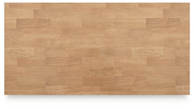 Ashley Furniture Gesthaven dining room set with a round table and six upholstered chairs in a warm wood finish.