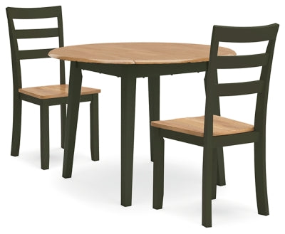 Ashley Furniture Gesthaven dining room set with a wooden table and matching chairs in a modern kitchen setting.