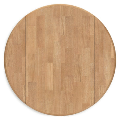 Ashley Furniture Gesthaven dining room set with a wooden table and matching chairs, featuring a polished top and classic design.