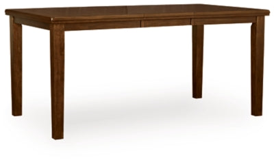 Ashley Furniture Ralene counter height dining extension table with angled view, showcasing wood finish and extendable design.