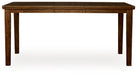 Ashley Furniture Ralene counter height dining extension table with a sleek wood finish and sturdy legs, shown from a head-on angle.