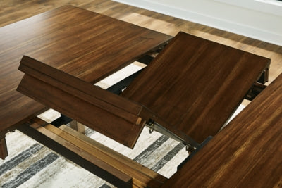 Ashley Furniture Ralene counter height dining extension table with leaf detail, showcasing its wood finish and sturdy design.