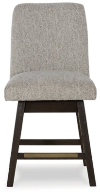 Ashley Furniture Burkhaus dining room set with a table and matching chairs, featuring a stylish wood finish and modern design.