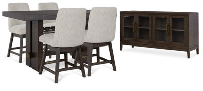 Ashley Furniture dining room set with a wooden table and matching chairs, featuring a classic design for elegant dining spaces.