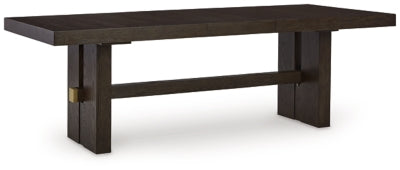 Ashley Furniture Burkhaus dining room set with a table and chairs, shown from an angled view in the product image.