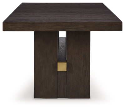 Ashley Furniture Burkhaus dining room set with a wooden table and matching chairs, elegant and modern for dining spaces.