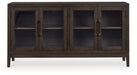 Ashley Furniture Burkhaus dining room set with a table and chairs, shown from a front head-on view in the image.