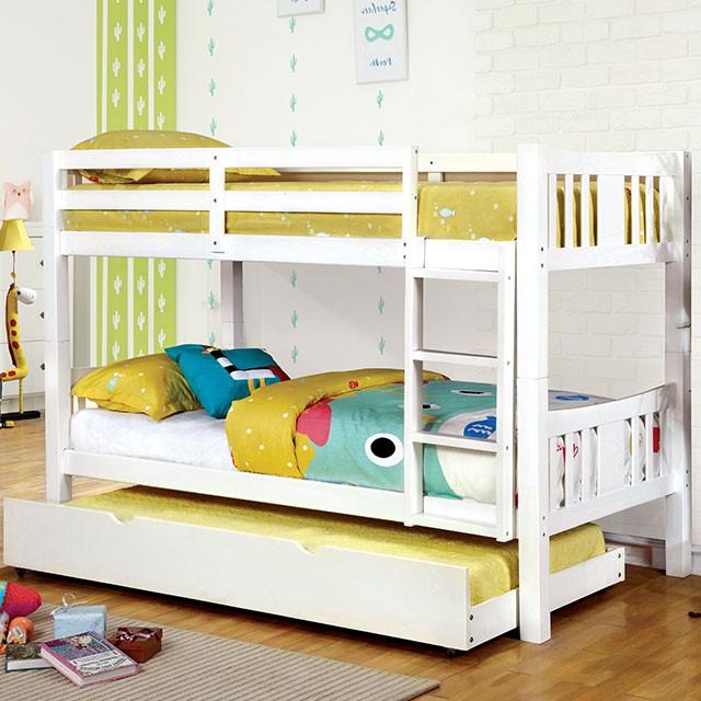 Cameron Dark Walnut, White & Gray Full/Full Bunk Bed