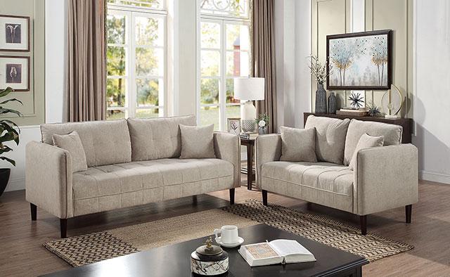 LYNDA Sofa w/ Pillows, Light Gray