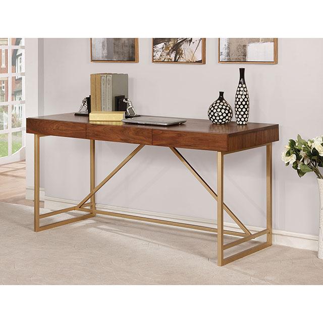 Halstein Light Walnut/Gold Desk