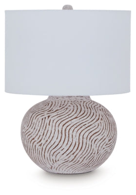 Ashley Furniture Vien table lamp with a sleek design, featuring a neutral-colored fabric shade and a modern base for stylish lighting.