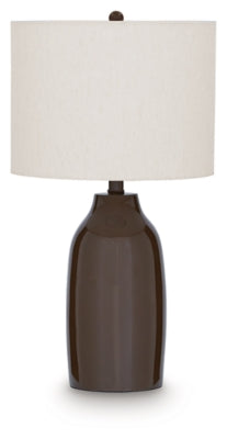 Ashley Furniture Jyler Table Lamp with a sleek ceramic base and fabric shade, perfect for stylish home lighting.