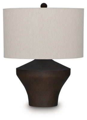 Ashley Furniture Dolanham table lamp with a stylish shade and decorative base, perfect for enhancing living room decor.